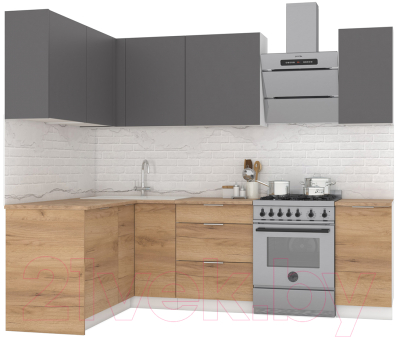 Готовая кухня Интермебель Микс Топ-24 1.9x1.52м левая (графит серый/дуб крафт золотой/дуб вотан)