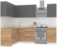 Кухонный гарнитур Интермебель Микс Топ-25 2.0x1.52м левая (графит серый/дуб крафт золотой/дуб вотан) - 