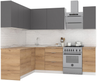 Кухонный гарнитур Интермебель Микс Топ-27 1.9x1.72м левая (графит серый/дуб крафт золотой/дуб вотан) - 