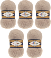 Набор пряжи для вязания Alize Angora Real 40 60% акрил, 40% шерсть / 05 (480м, бежевый, 5 мотков) - 