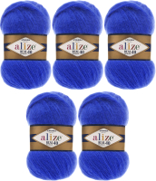 Набор пряжи для вязания Alize Angora Real 40 60% акрил, 40% шерсть / 141 (480м, василек, 5 мотков) - 