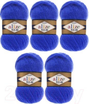 Набор пряжи для вязания Alize Angora Real 40 60% акрил, 40% шерсть / 141 (480м, василек, 5 мотков)