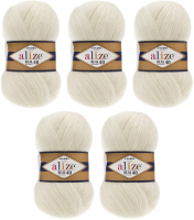 Набор пряжи для вязания Alize Angora Real 40 60% акрил, 40% шерсть / 450 (480м, молочный, 5 мотков) - 