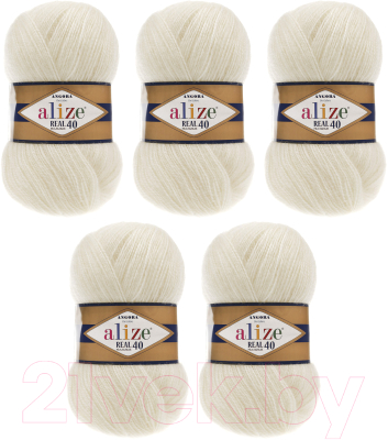 Набор пряжи для вязания Alize Angora Real 40 60% акрил, 40% шерсть / 450 (480м, молочный, 5 мотков)