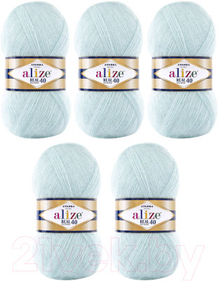 Набор пряжи для вязания Alize Angora Real 40 60% акрил, 40% шерсть / 522 (480м, мятный, 5 мотков)