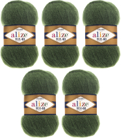 Набор пряжи для вязания Alize Angora Real 40 60% акрил, 40% шерсть / 563 (480м, темно-зеленый, 5 мотков) - 
