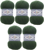 Набор пряжи для вязания Alize Lanagold 800 49% шерсть, 51% акрил / 118 (800м, трава, 5 мотков) - 