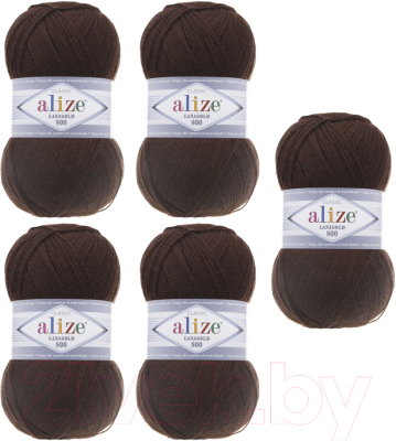 Набор пряжи для вязания Alize Lanagold 800 49% шерсть, 51% акрил / 26 (800м, коричневый, 5 мотков)