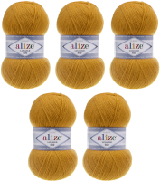 Набор пряжи для вязания Alize Lanagold 800 49% шерсть, 51% акрил / 645 (800м, горчица, 5 мотков) - 