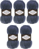 Набор пряжи для вязания Alize Superlana 25% шерсть, 75% акрил / 203 (280м, джинс меланж, 5 мотков) - 