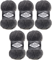 Набор пряжи для вязания Alize Superlana Maxi 25% шерсть, 75% акрил / 182 (100м, ср. серый, 5 мотков) - 