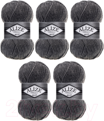 Набор пряжи для вязания Alize Superlana Maxi 25% шерсть, 75% акрил / 182 (100м, ср. серый, 5 мотков)