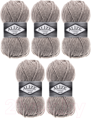Набор пряжи для вязания Alize Superlana Maxi 25% шерсть, 75% акрил / 207 (100м, бежевый, 5 мотков)