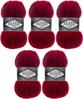 Набор пряжи для вязания Alize Superlana Maxi 25% шерсть, 75% акрил / 56 (100м, красный, 5 мотков) - 
