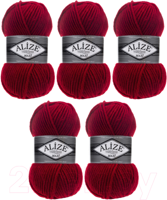 Набор пряжи для вязания Alize Superlana Maxi 25% шерсть, 75% акрил / 56 (100м, красный, 5 мотков)