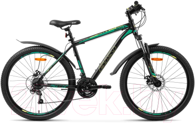 Велосипед AIST Quest Disc 26 2023 (20, черный/зеленый)