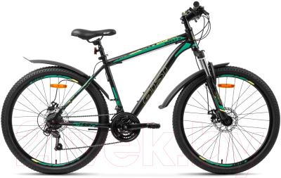 Велосипед AIST Quest Disc 26 2023 (13, черный/зеленый)