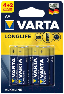 Комплект батареек Varta Longlife AA LR6 / 04106101426 (6шт)