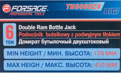 Бутылочный домкрат Forsage F-TH80602X BIG (6т)