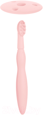 Зубная щетка Canpol Силиконовая с прорезывателем и ограничителем 51/500 (розовый)