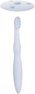 Зубная щетка Canpol Силиконовая с прорезывателем и ограничителем 51/500 (голубой)