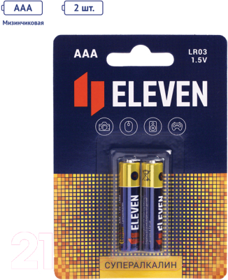 Комплект батареек Eleven Super AAA LR03 алкалиновые BC2 (12x2шт)