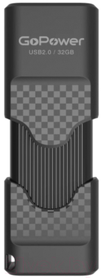 Usb flash накопитель GoPower Slider 32GB USB2.0 / 00-00025964 (черный матовый)