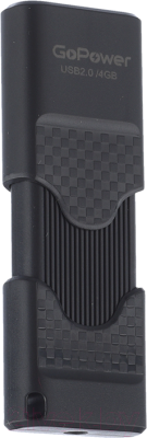 Usb flash накопитель GoPower Slider 4GB USB2.0 / 00-00025961 (черный матовый)