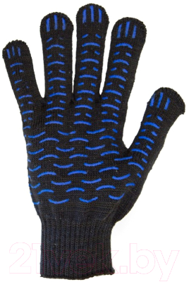 Перчатки защитные No Brand 10 класс с ПВХ 6-ти нитка волна (черный)