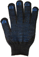 Перчатки защитные No Brand 10 класс с ПВХ 6-ти нитка точка (черный) - 