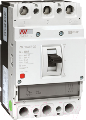 Выключатель автоматический EKF Averes Power-1/3 3P 100А 35кА AV TR / mccb-13-100-TR-av