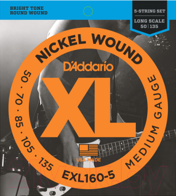 Струны для бас-гитары D'Addario EXL160-5 50-135