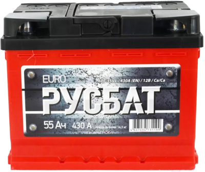 Автомобильный аккумулятор Русбат Евро 430А / 6СТ-55VL 0 (55 А/ч)