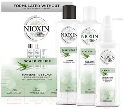 Набор косметики для волос Nioxin Scalp Relif Шампунь 200мл+Кондиционер 200мл+Сыворотка 100мл