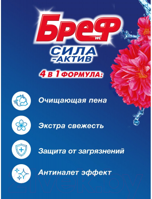 Чистящее средство для унитаза Бреф Сила Актив Цветочная свежесть (4x50г)