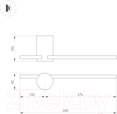 Бра Arlight SP-Vinci-S600x55-7W Day4000 BK 110 deg 230В / 034170