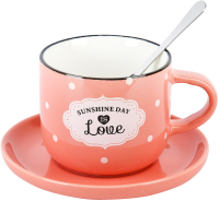 Чашка с блюдцем Nouvelle Sunshine Day / 1760185-2 (розовый) - 