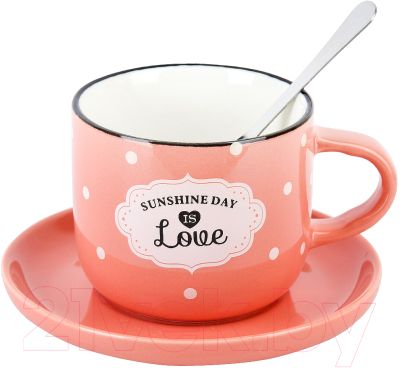 Чашка с блюдцем Nouvelle Sunshine Day / 1760185-2 (розовый)