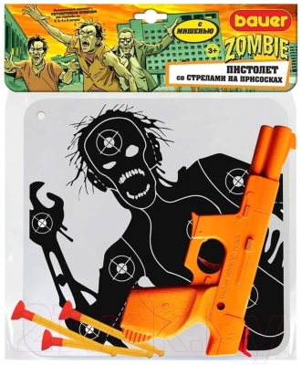 Пистолет игрушечный Bauer Охотник на зомби с мишенью со стрелами на присосках / 734