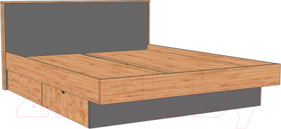 Двуспальная кровать Мебель-КМК 1600 Мишель КМК 0961.2 (дуб наварра/антрацит)
