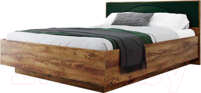 Двуспальная кровать Мебель-КМК 1600 Монтале КМК 0966.3 (дуб канзас/SAT 22 зеленый матовый)