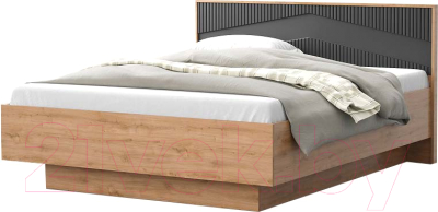 Двуспальная кровать Мебель-КМК 1600 Оливия КМК 0971.7 (дуб наварра/MDP 46 шагрень черная)