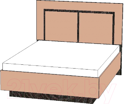 Двуспальная кровать Мебель-КМК 1600 Ривьера КМК 0970.3 (дуб кентербери/SAT 13 капучино)
