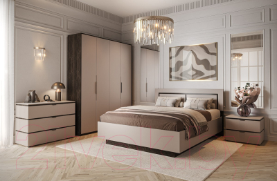 Двуспальная кровать Мебель-КМК 1600 Ривьера КМК 0970.3 (дуб кентербери/SAT 13 капучино)