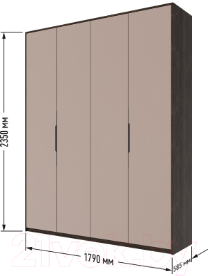 Шкаф Мебель-КМК 4Д Ривьера КМК 0970.1 (орех шоколадный/SAT 13 капучино)