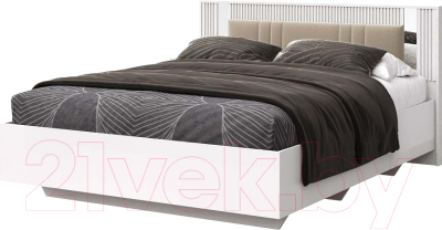 Двуспальная кровать Мебель-КМК 1600 Харди КМК 0965.7 (белый/белый глянец/Camel 20)