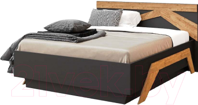 Каркас кровати Мебель-КМК 1400 Скандинавия 1 КМК 0905.36 (антрацит/дуб наварра)