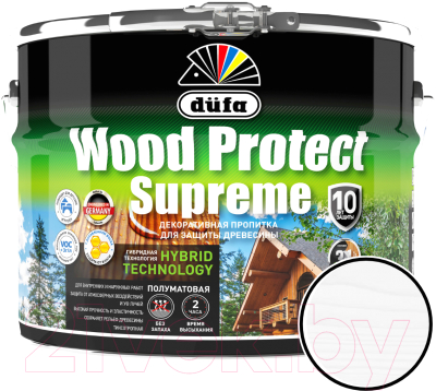 Пропитка для дерева Dufa Wood Protect Supreme (9л, белый)