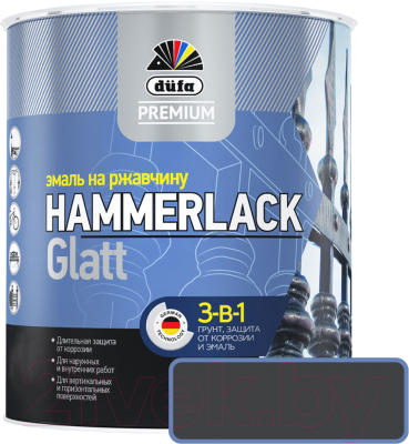 Эмаль Dufa Hammerlack на ржавчину гладкая RAL7024 (2л, графитово-серый)