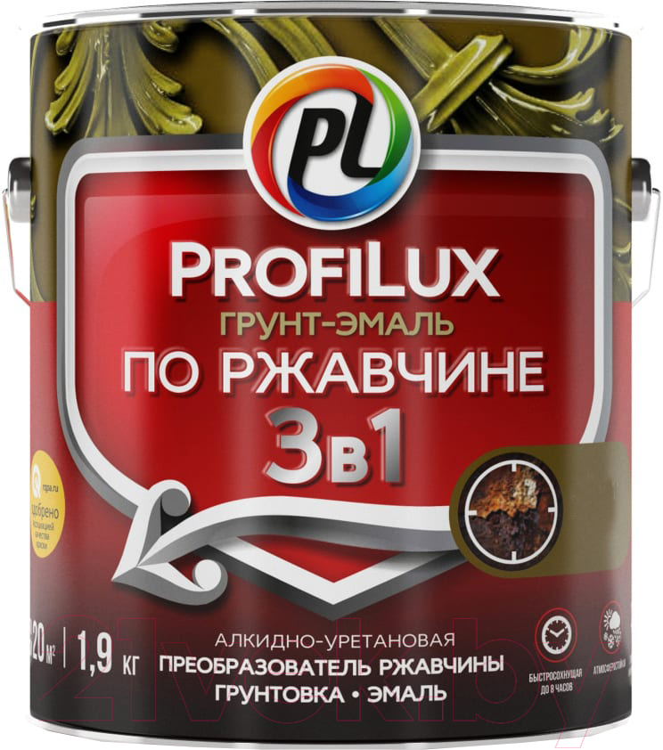 Грунт-эмаль Profilux По ржавчине 3в1 (1.9кг, черный) — фото 2